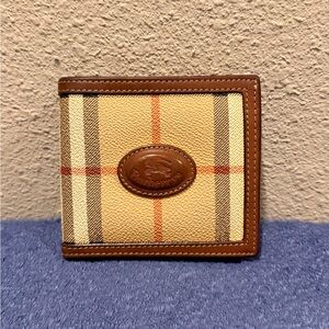 Burberrys of London Men's Bifold Wallet Nova Check Coated Canvas Brown Leather